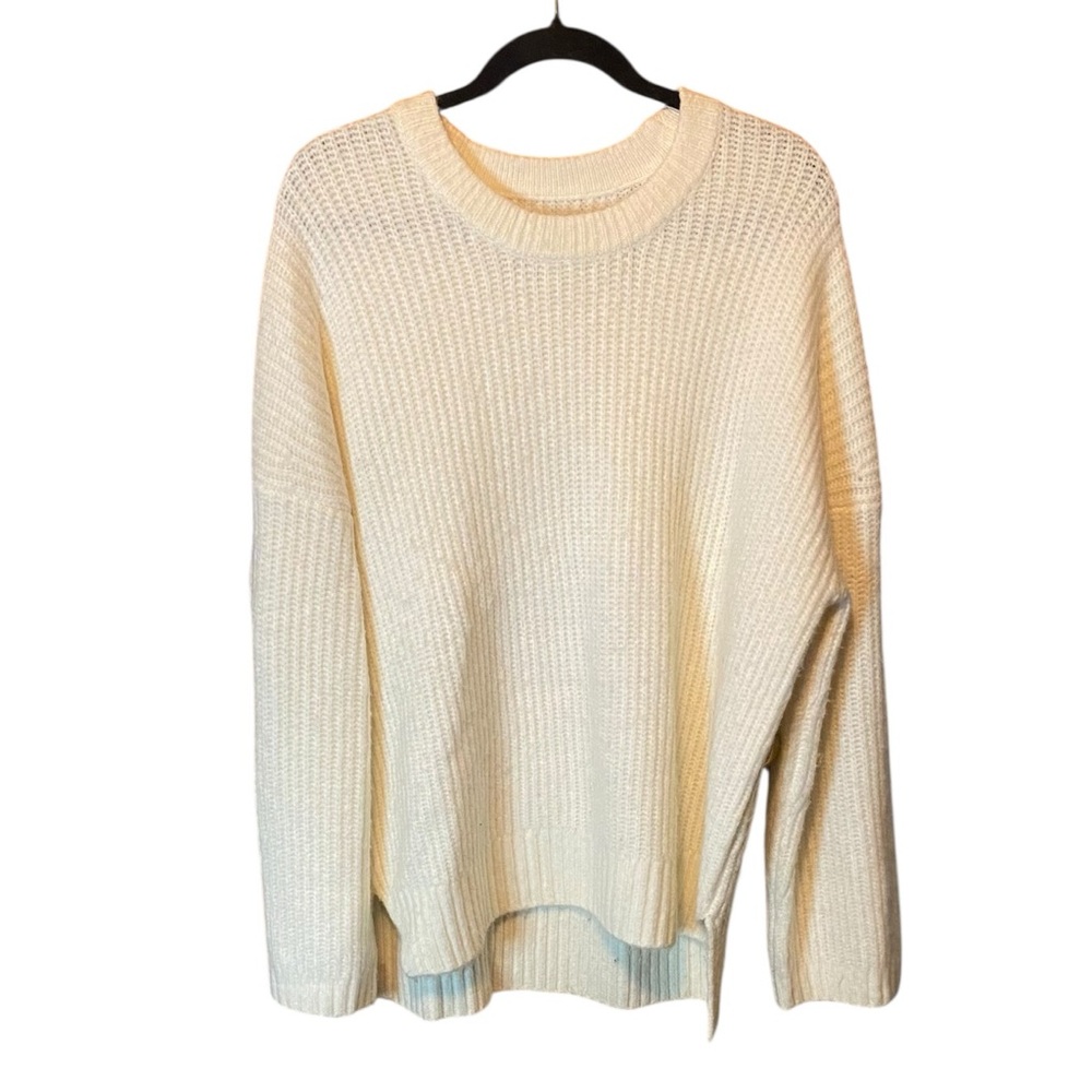 Abercrombie Boyfriend Crewneck Sweater Large Oversized Cozy Neutral Minimalist - Picture 3 of 7